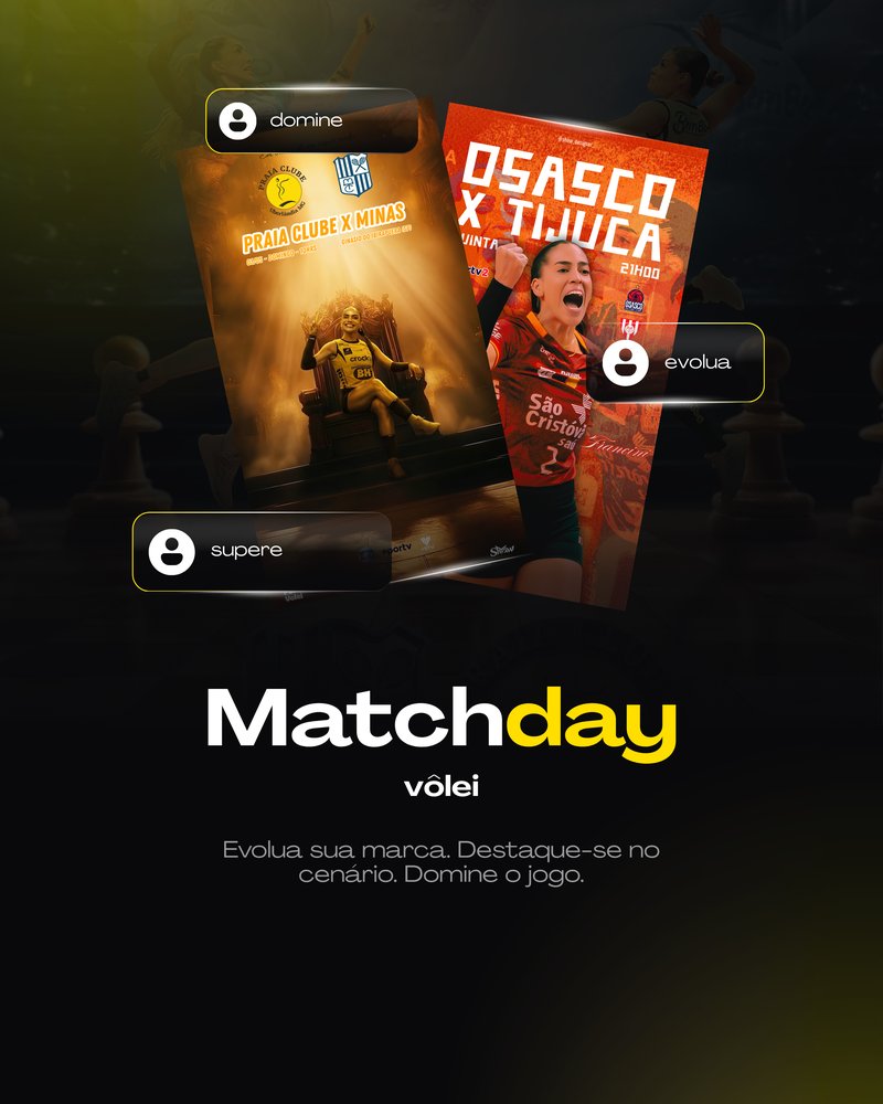 Arte Matchday de Vôlei profissional criada pela Shaw Designer
